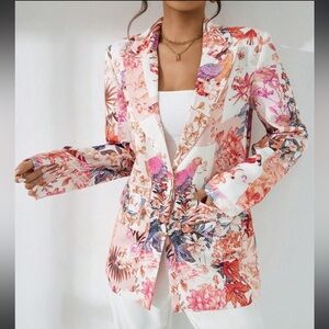 SHEIN Privé Floral Print Blazer Size M